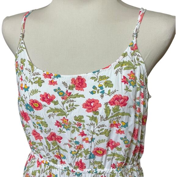 Lucky Brand Floral Print Maxi Sundress White Pink Blue Green XL - Picture 2 of 6